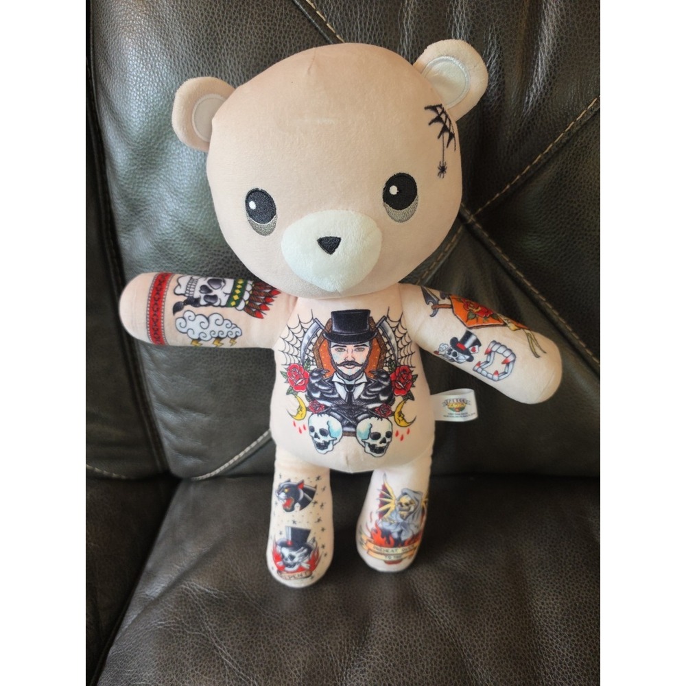 Tattoo Zoo 'Theo the Undertaker' 14" stuffed plush teddy bear 3+ beige RARE!!